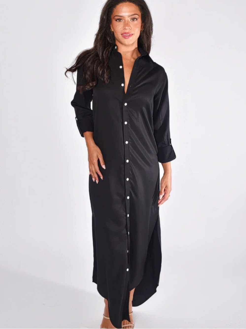 EMILY PHILLIPS Tencel Midi Shirtdress Size Small